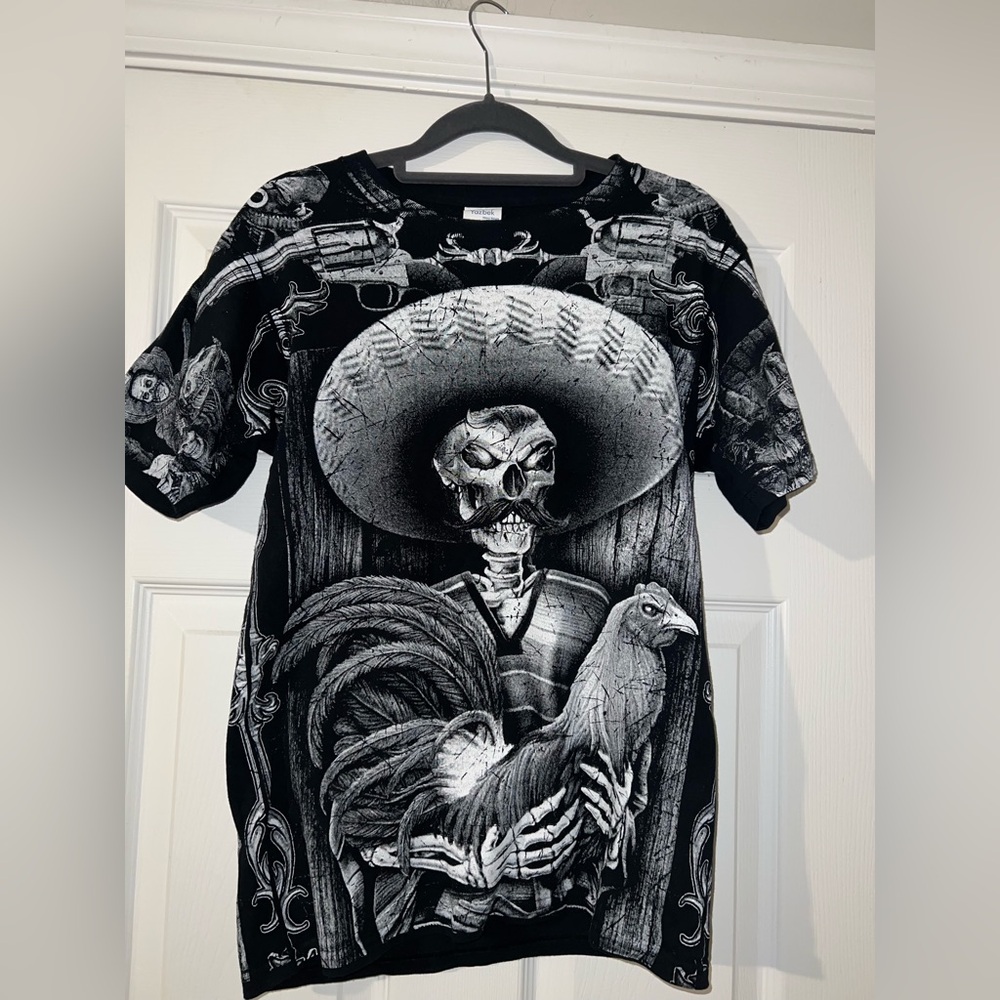 Charro Rooster Skull Bandit Tee size S
